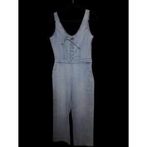DL1961 Harriet Denim Jumpsuit Lace Tie Front in Dallas $229 Medium NWT *read